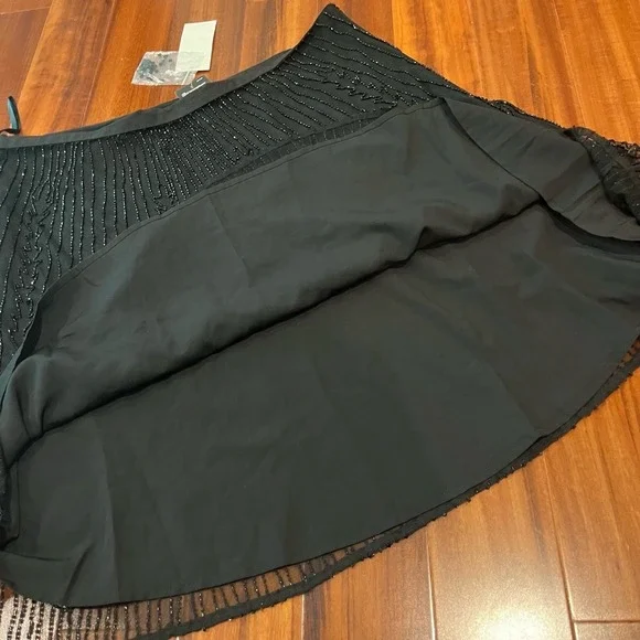 LAUREN Ralph Lauren Sequin Skirt Black Beaded A-Line Mini Midi Party New Size 14 - Picture 10 of 10